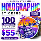 3″ UV Holographic Stickers – 100 Pack