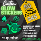 3″ Glow Stickers – 50 Pack